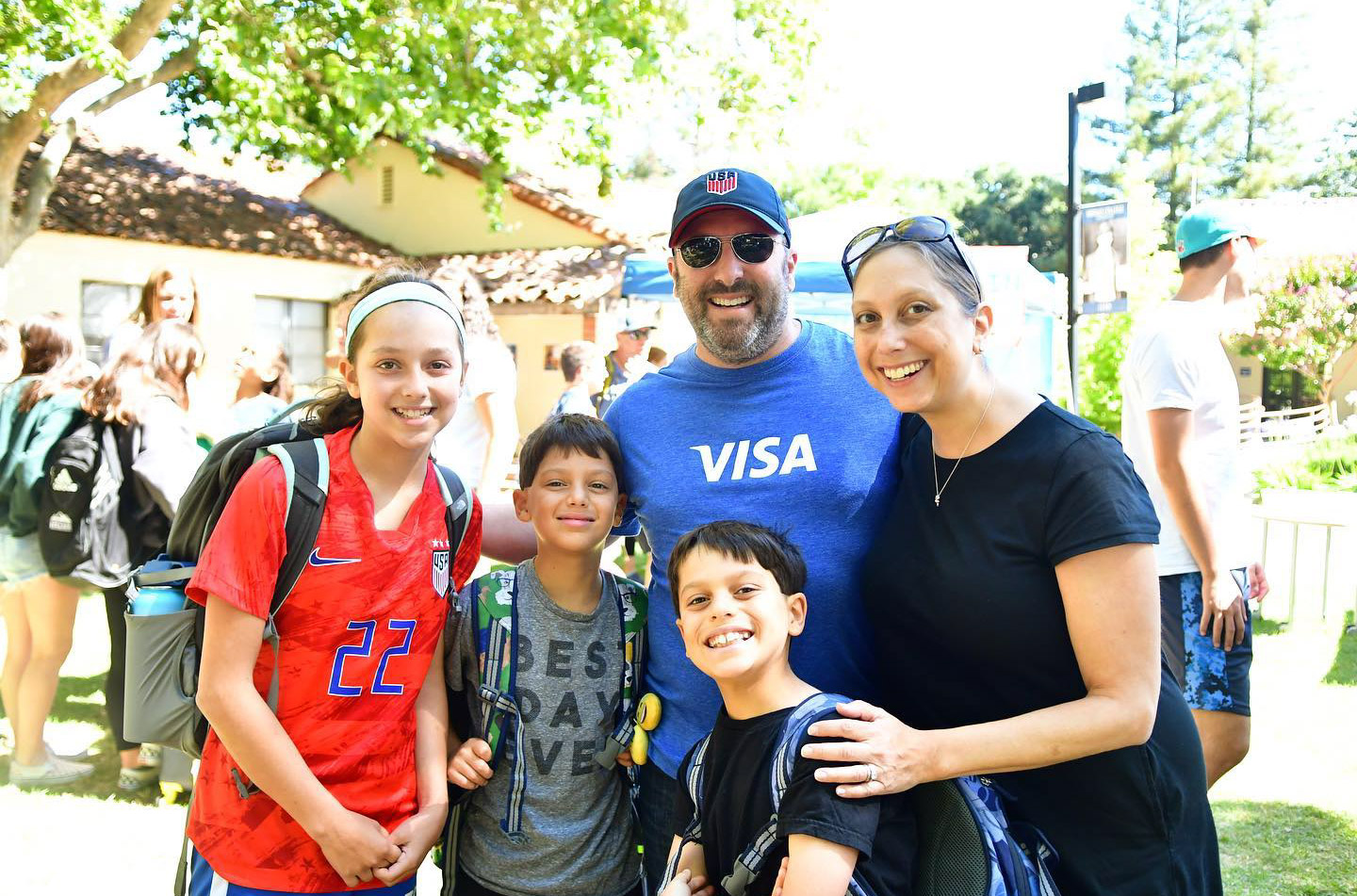A happy family that has arrived at Maccabi Sports Camp.