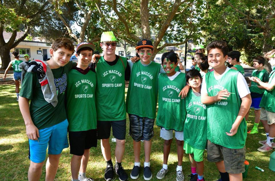 Campers in green Maccabi gear.