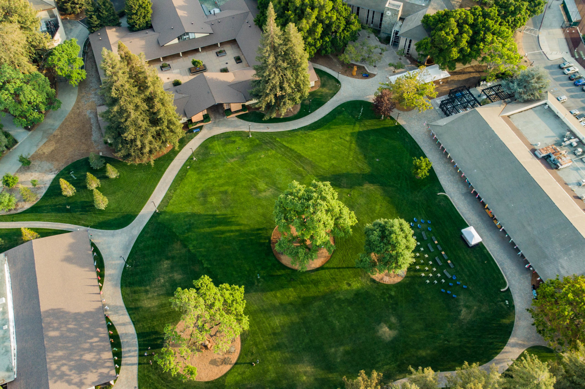 Arial view of Menlo College campus.