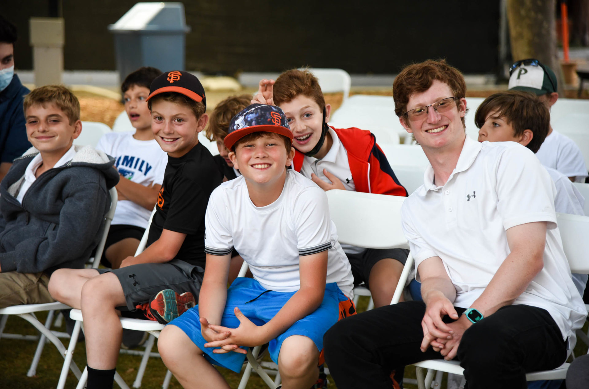 Campers sitting together at Shabbat.