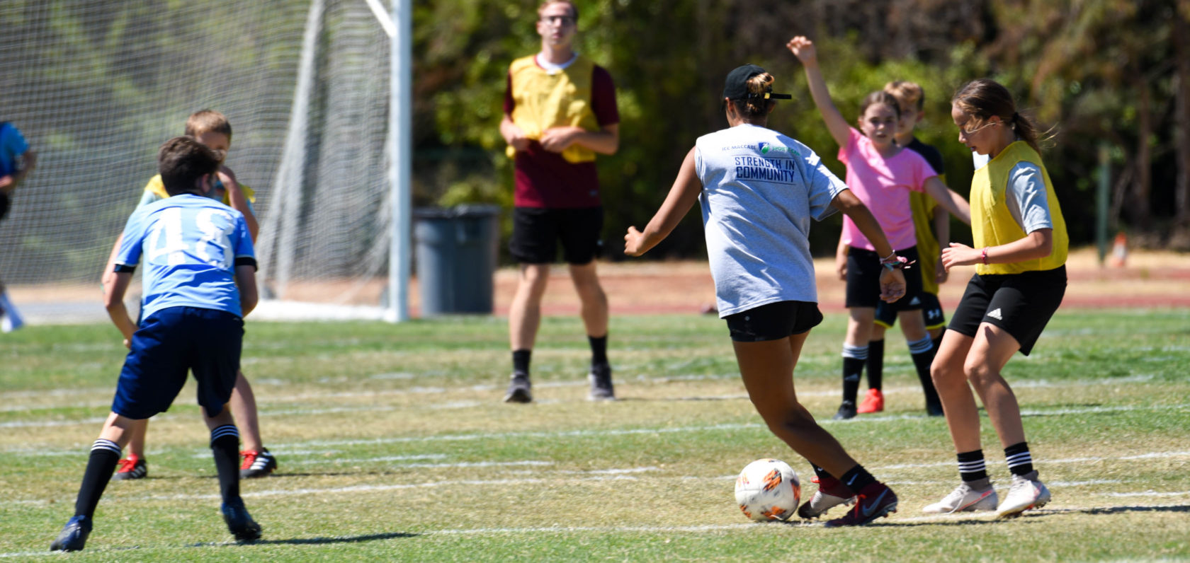 Campers playing soccer.